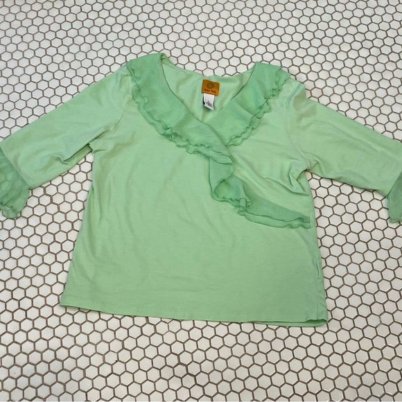 Ruby Rd. Mint Green Top with Ruffles - Picture 1 of 6